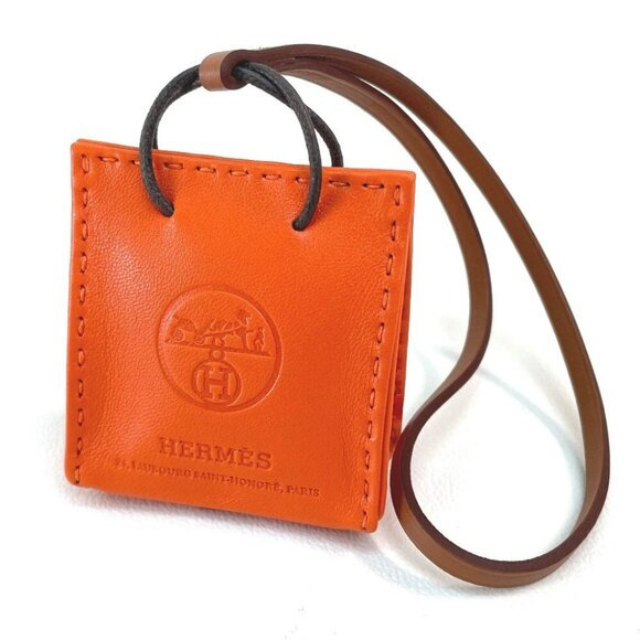 HERMES Shopper Sac Orange strap charm Anyo Miro Orange - Picture 1 of 10